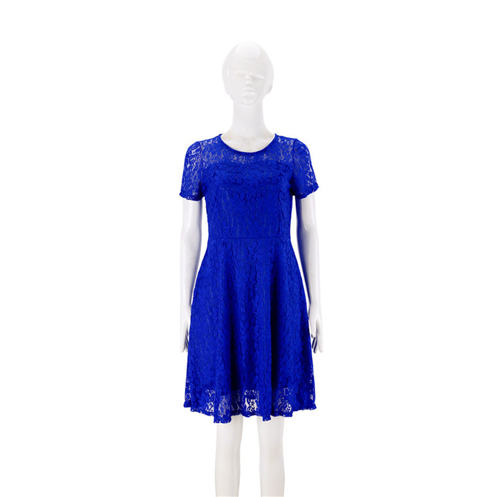 SZ60002-1 Fashion Summer Party Mini Dress Short Sleeve Blue Black Lace Dresses